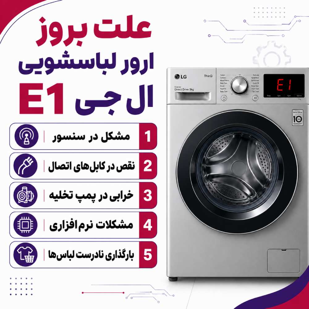 علت بروز ارور لباسشویی ال جی E1